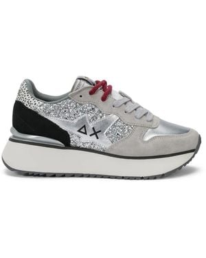 Sun 68 Ally Glitter Metallic-Effect Sneakers - White