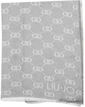 Liu Jo Logo-Patterned Scarf - Grey