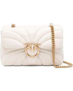 Pinko Quilted Bird-Embellished Shoulder Bag - Natural