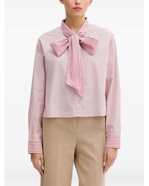 Benetton Chemise Rayée À Col Lavallière - Pink
