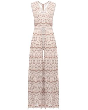 D.exterior Mono De Punto Chevron Sin Mangas - Blanco