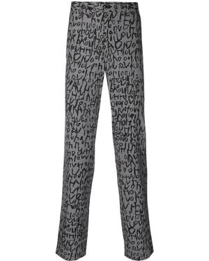 Comme des Garçons Plaid-Check Jacquard Straight-Leg Pants - Gray