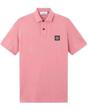 Stone Island Ss Oleander Cotton Polo Shirt - Pink