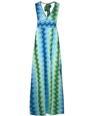 PHO® Firenze Zigzag Patterned V-Neck Dress - Blue