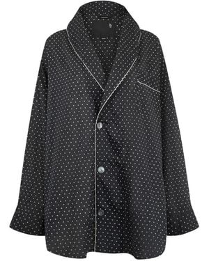 R13 Polka-Dot Shawl-Lapel Shirt - Black