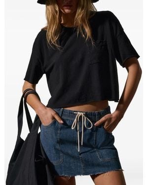 James Perse Cropped-T-Shirt - Schwarz