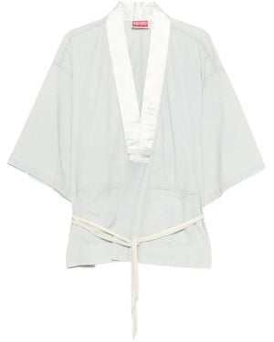 KENZO Contrast-Collar Wrap Shirt - White
