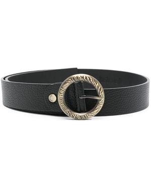 Just Cavalli Logo-Engraved Buckle Belt - Black