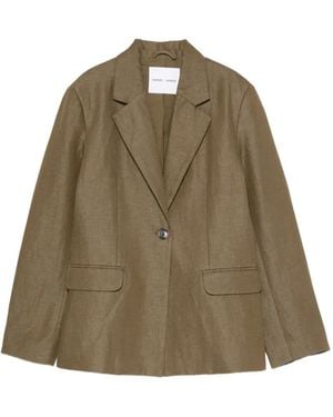 Samsøe & Samsøe Single-Breasted Notched-Lapels Cotton Blazer - Green