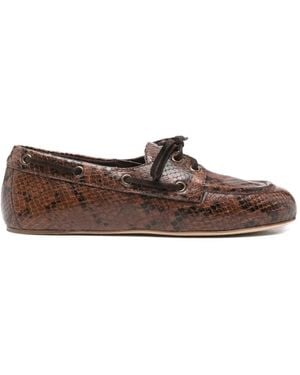 3Juin Snakeskin-Effect Boat Shoes - Brown