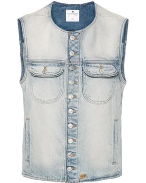 Courreges Logo-Embroidered Denim Vest - Blue