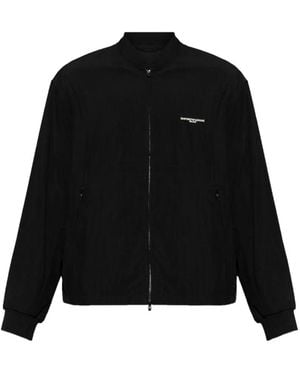Emporio Armani Logo-Embroidered Zip-Up Jacket - Black