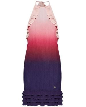 CASABLANCA High-Neck Mini Dress With Ruffles - Pink