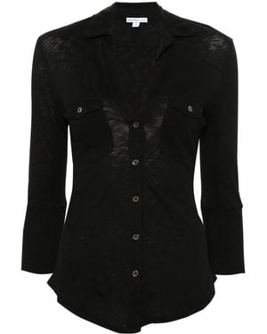 James Perse Classic-Collar Cotton Cardigan - Black