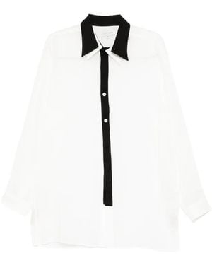 Yohji Yamamoto Contrast-Trim Sheer Shirt - White