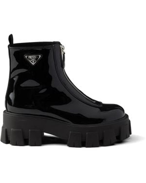 Prada モノリス レザーブーツ - ブラック