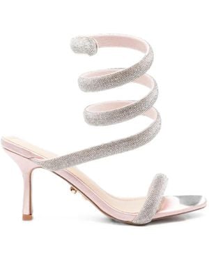 Twentyfourhaitch Centauro Crystal-Embellished Spiral-Strap Sandals - White