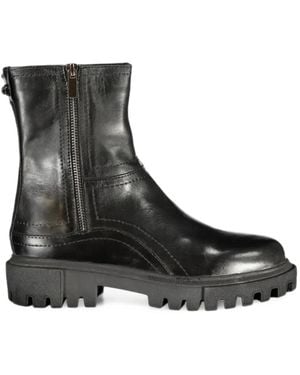 CafeNoir Lederstiefel Mit Dicker Sohle - Schwarz