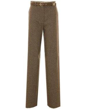 Max Mara Pantalones Con Cinturón Y Motivo De Bouclé - Neutro