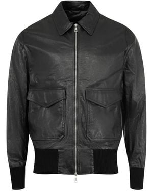 Giorgio Brato Leather Bomber Jacket - Black