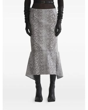 Mugler Snake Print Skirt - Gray