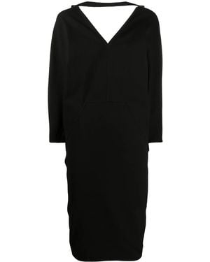 Rick Owens V-Neck Midi Dress - Black