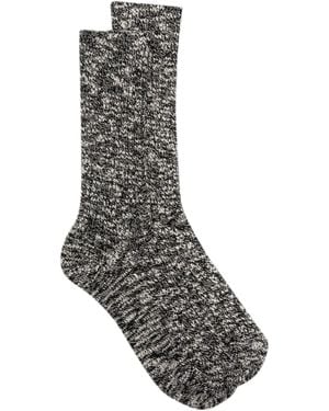 Birkenstock Logo-Patch Ribbed-Knit Mélange Socks - Gray
