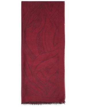 Alberta Ferretti Abstract-Print Frayed Scarf - Red