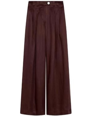 Marella Slub-Texture Pleated Pants - Purple