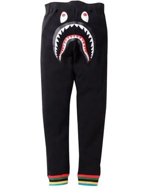 A Bathing Ape Shark-Print Track Pants - Black
