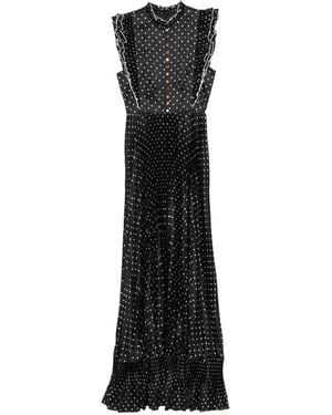 Self-Portrait Polka Dot Frill Maxi Dress - Black