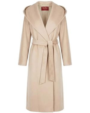 Max Mara Elegia Hooded Belted Coat - Natural