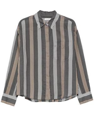 Marc O' Polo Striped Chest-Pocket Shirt - Grey
