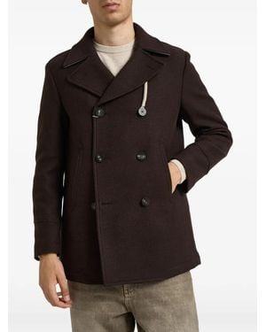 Camplin Double-Breasted Long-Sleeve Coat - Black