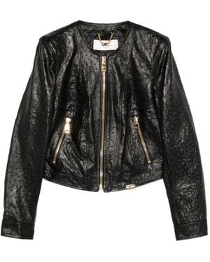 Elisabetta Franchi Zip Textured Jacket - Black