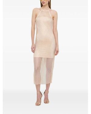 Patrizia Pepe Embellished Midi Dress - Natural