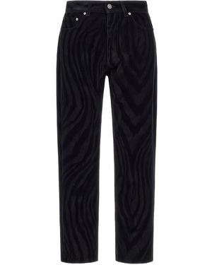 Roberto Cavalli Samthose mit Zebra-Print - Blau