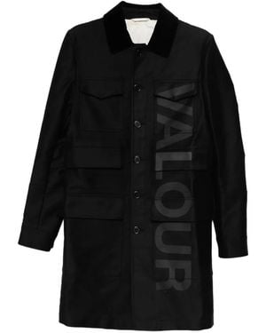 McQueen Velvet-Collar Multi-Pocket Coat - Black