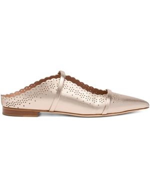 Malone Souliers Metallic Broderie Flats - Brown