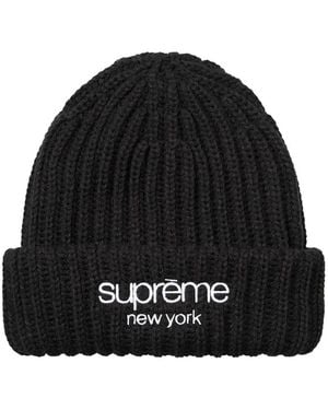 Supreme Grob Gerippte Beanie Mit Logo - Schwarz
