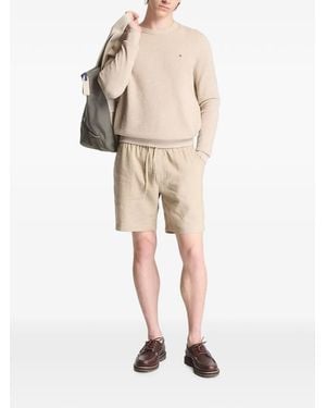 Tommy Hilfiger Logo-Embroidered Waffle-Knit Jumper - Natural