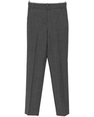 Pinko Herringbone-Pattern Logo-Patch Pants - Gray