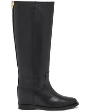 Via Roma 15 V-Logo Knee-High Boots - Black