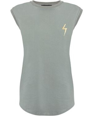 Giuseppe Zanotti Ursella Thunderbolt-Embroidered Tank Top - Gray