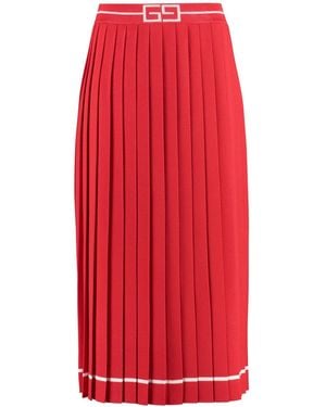 Gucci Pleated Knit Skirt For - Red