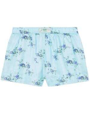 Ganni Short À Fleurs Imprimées - Blue
