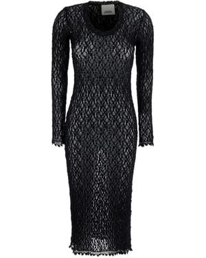 Isabel Marant Lace-Knit Long-Sleeve Dress - Black