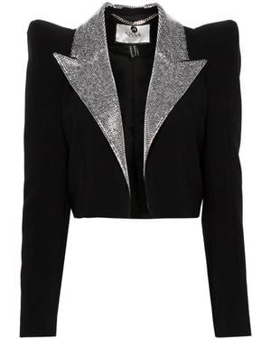Nissa Crystal-Embellished Cropped Blazer - Black