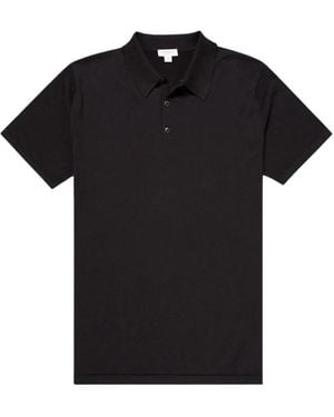 Sunspel Short-Sleeve Cotton Polo Shirt - Black