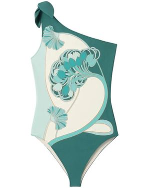 La DoubleJ Knot Floral-Print Swimsuit - Green